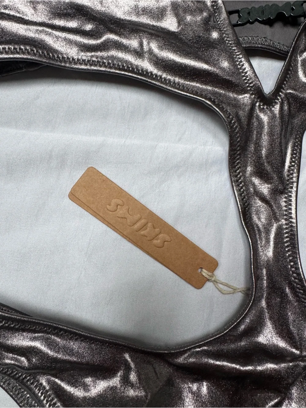 SKIMS Metallic Bronze Cutout Swimsuit